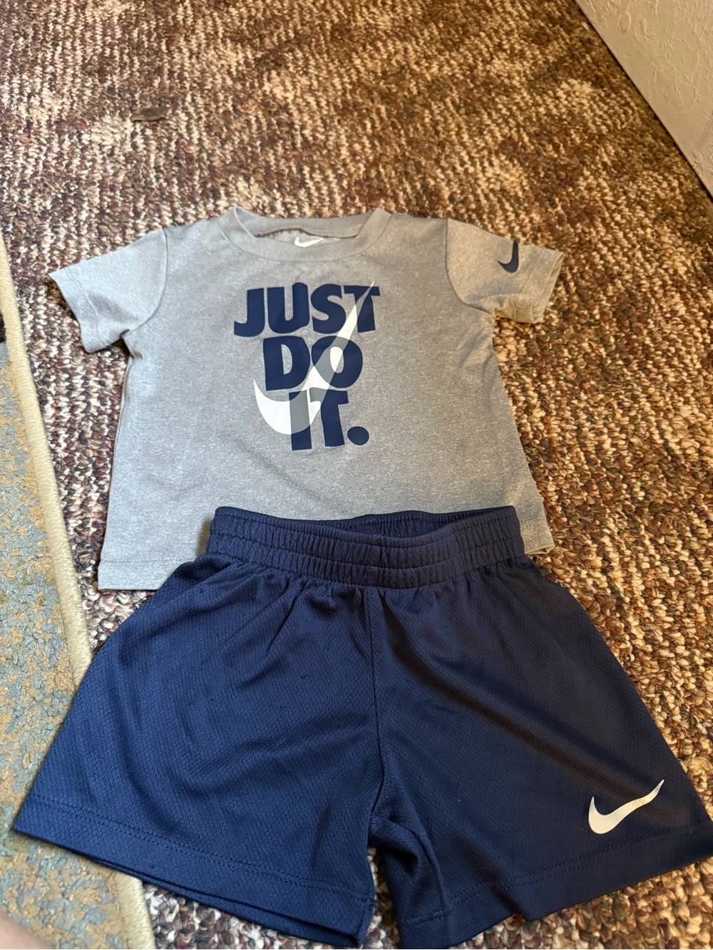 Nike Navy Blue Toddler Shorts with White Swoosh 18 months
